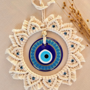 Boho Macramé Evil Eye Wall Hanging – Nazar Protection Decor
