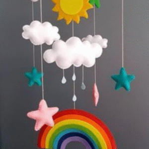 Colorful Felt Rainbow & Weather Mobile – Nursery Décor