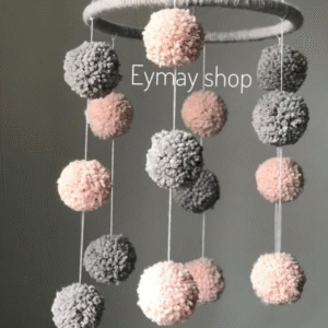 Soft Pastel Pom-Pom Hanging Mobile – Handmade Yarn Décor